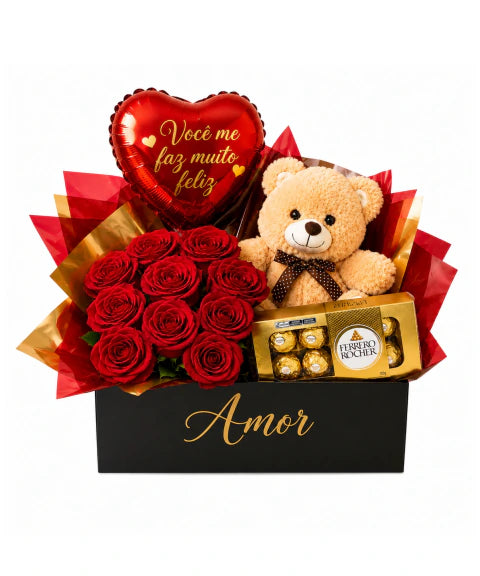 Cesta Amor Verdadeiro Com Ursinho - Dia Dos Namorados